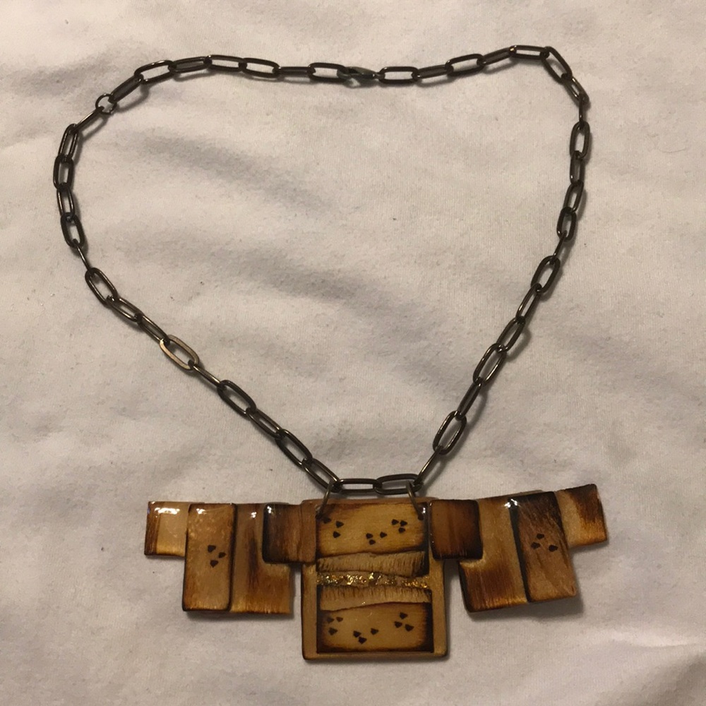 Artisan wood pendant necklace